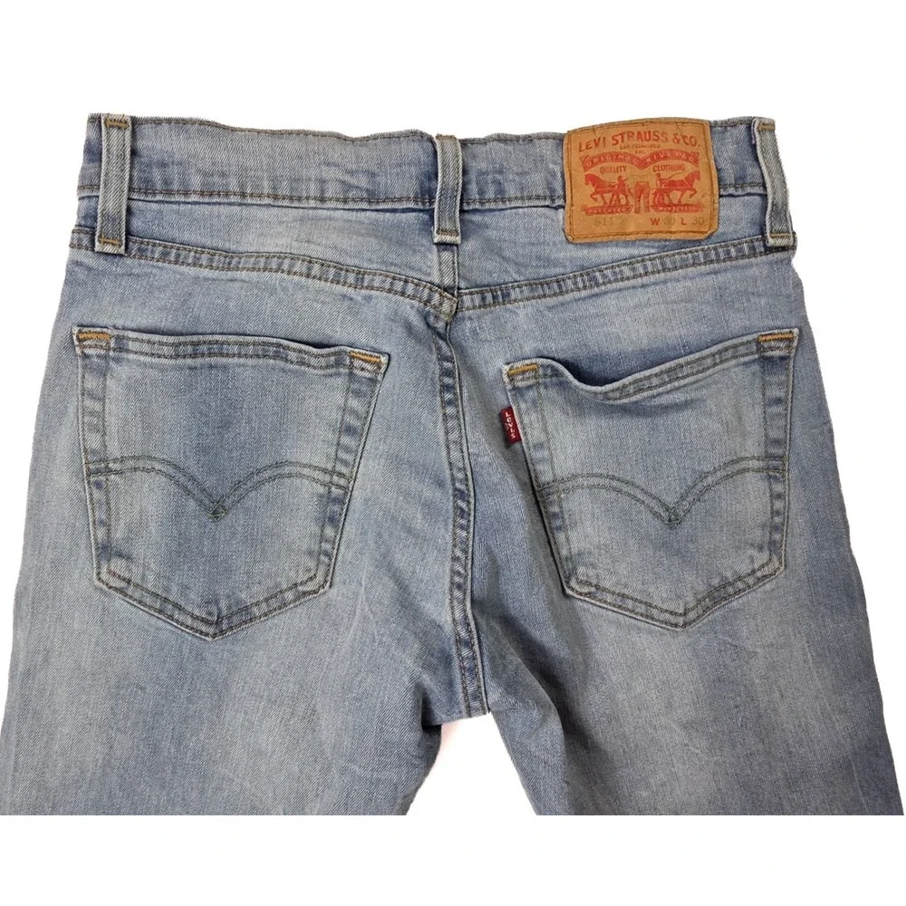Levi's 511 Slim Fit Stretch Light Blue Stone Wash Denim Jeans Men's Size 30x30